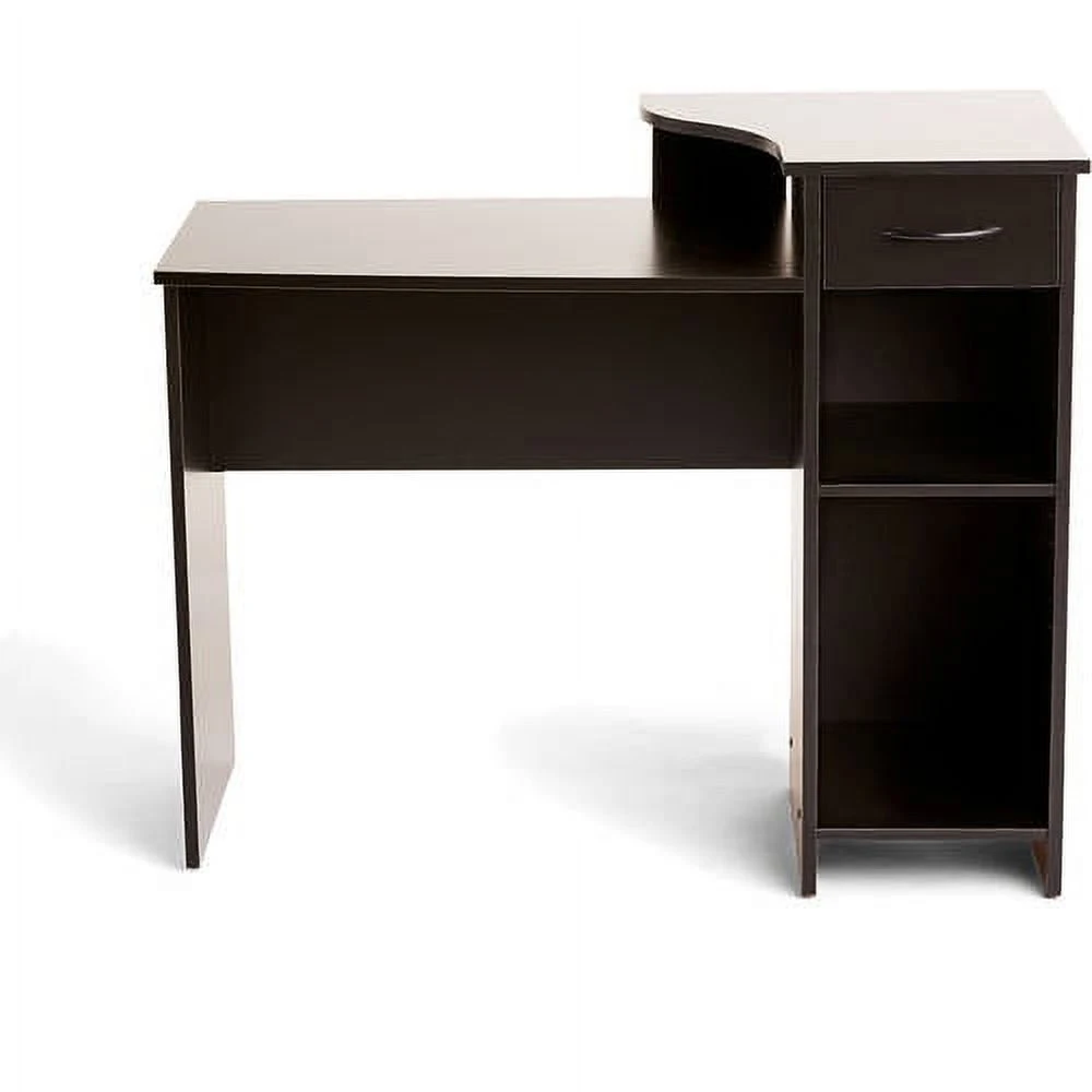 Black Wood Adjustable Storage Shelf Student Computer Desk with Easy-glide Drawer factory