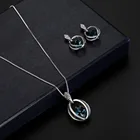 Engagement Bridal Wedding Engagement Jewelry Set Woman Bridal Blue Zircon Stone Wedding Necklace Earrings Jewellery Set