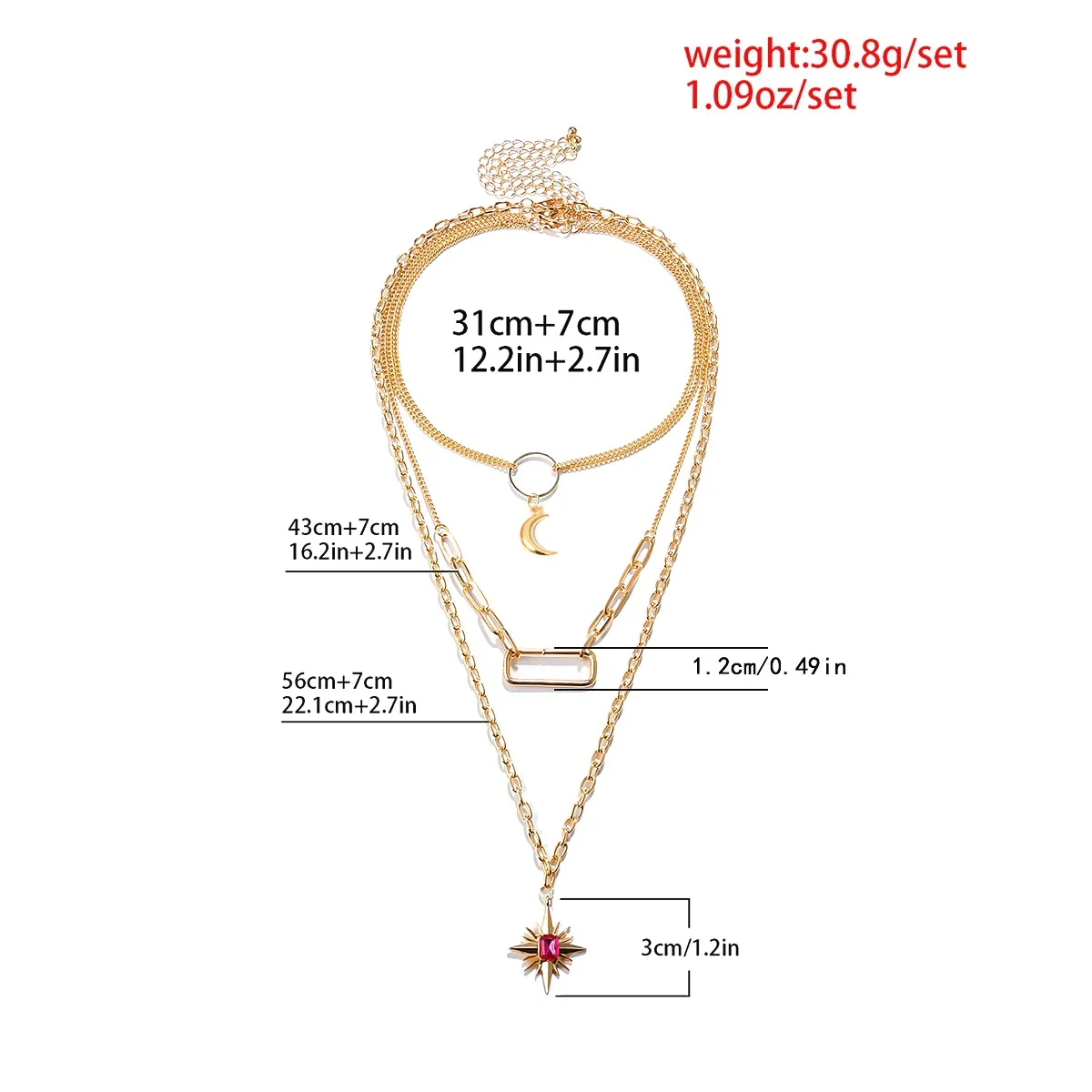 trendy moon star eye heart letter shape charm necklaces women,gold plated cross multi-layer chain pendant necklace jewelry