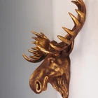 Decorations Figurines Decor Resin Home Decorations Golden Foil Resin Animal Elk Hanging Decorations Elk Head Figurines