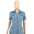 Jeans Denim 19246 Casual Jeans Washed Hole Sexy Slim Denim Jumpsuit INS Style New