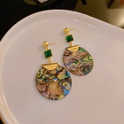 Green Drop Earring Green Round Drop Earring Shell