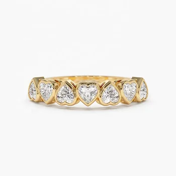 Wholesale Sweet 18k Gold Plated Designer Trendy 925 Sterling Silver Finger Ring Fine Jewelry Heart Zircon Rings for Girls