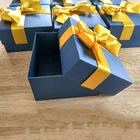 Wedding Favor Blue Wedding Favor Navy Blue Elegant Jewelry Gift Packaging Boxes With Lids Satin Ribbon