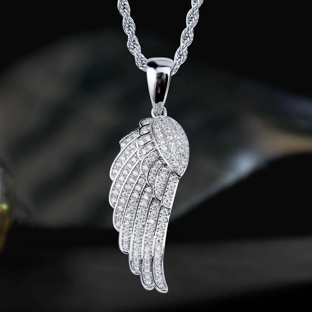 Krkc&co Custom Fashion White Gold Stainless Steel Zircon Shiny Crystal 925  Sterling Silver Hiphop Jewelry Wing Pendant Necklace - Buy Angel Wing  Necklace,Angel Wings Pendant Necklace,925 Sterling 