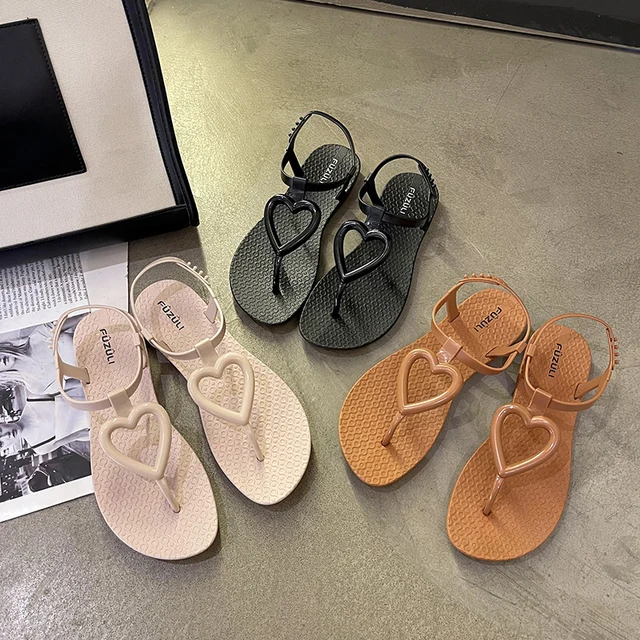 Summer net red thong sandals women's outer wear fairy style student herringbone flat sandals casual Roman beach shoes