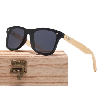 2024 Custom Logo Wood Sunglasses Sun Glasses Shade Men Women Bamboo Temple Sunglasses