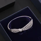 Zircon Hollow Salix Leaf Bangles Chunky Bracelet Zircon Inlaid Jewelry Gift First Choice