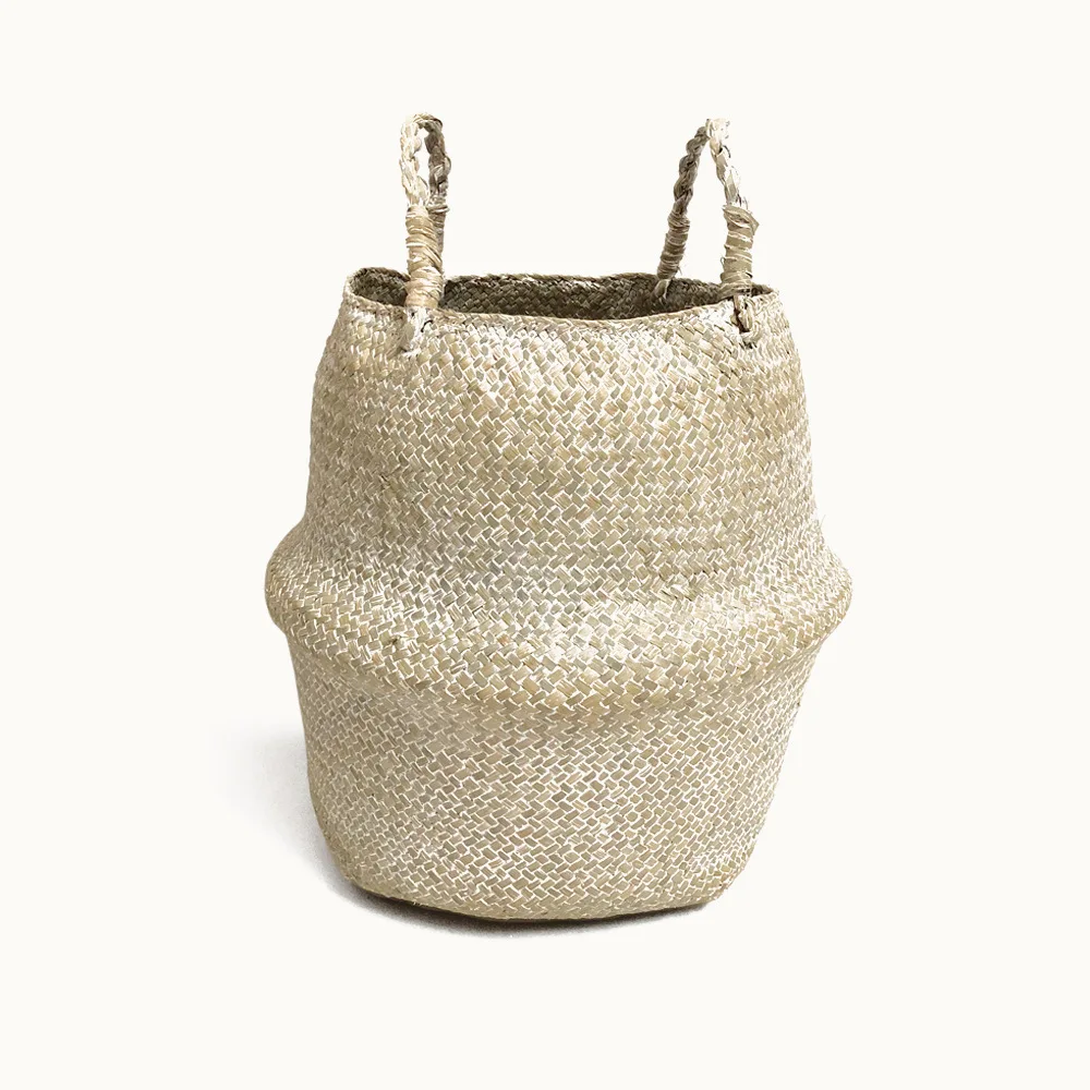 Wicker baskets Handmade seagrass woven basket flower pot simple folding storage basket