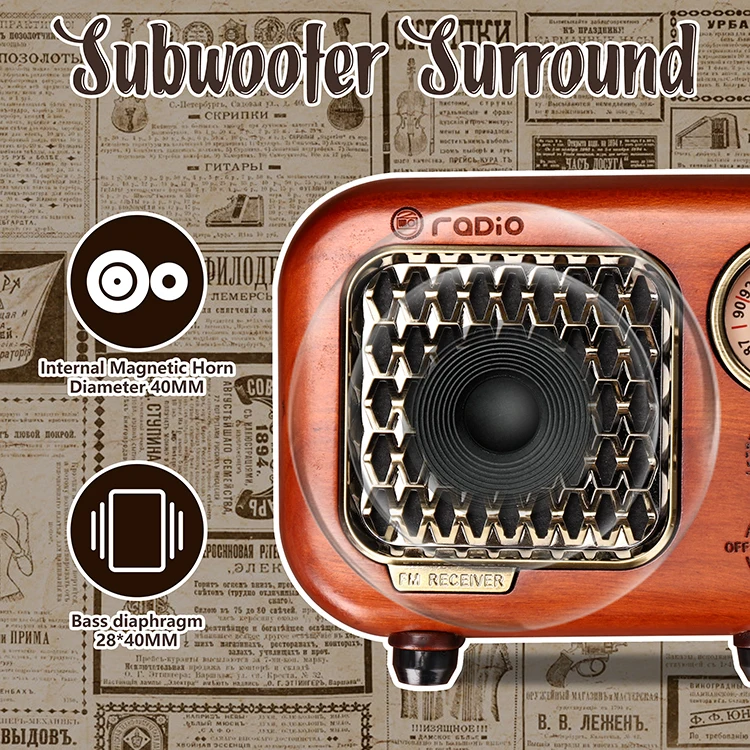 2021 gift craft portable vintage fm radio stereo vintage wireless speaker