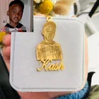 Photo Gold Plated Cartoon Name Pendent For Kids Custom Personalized Photo Picture Portrait Nameplate Necklace
