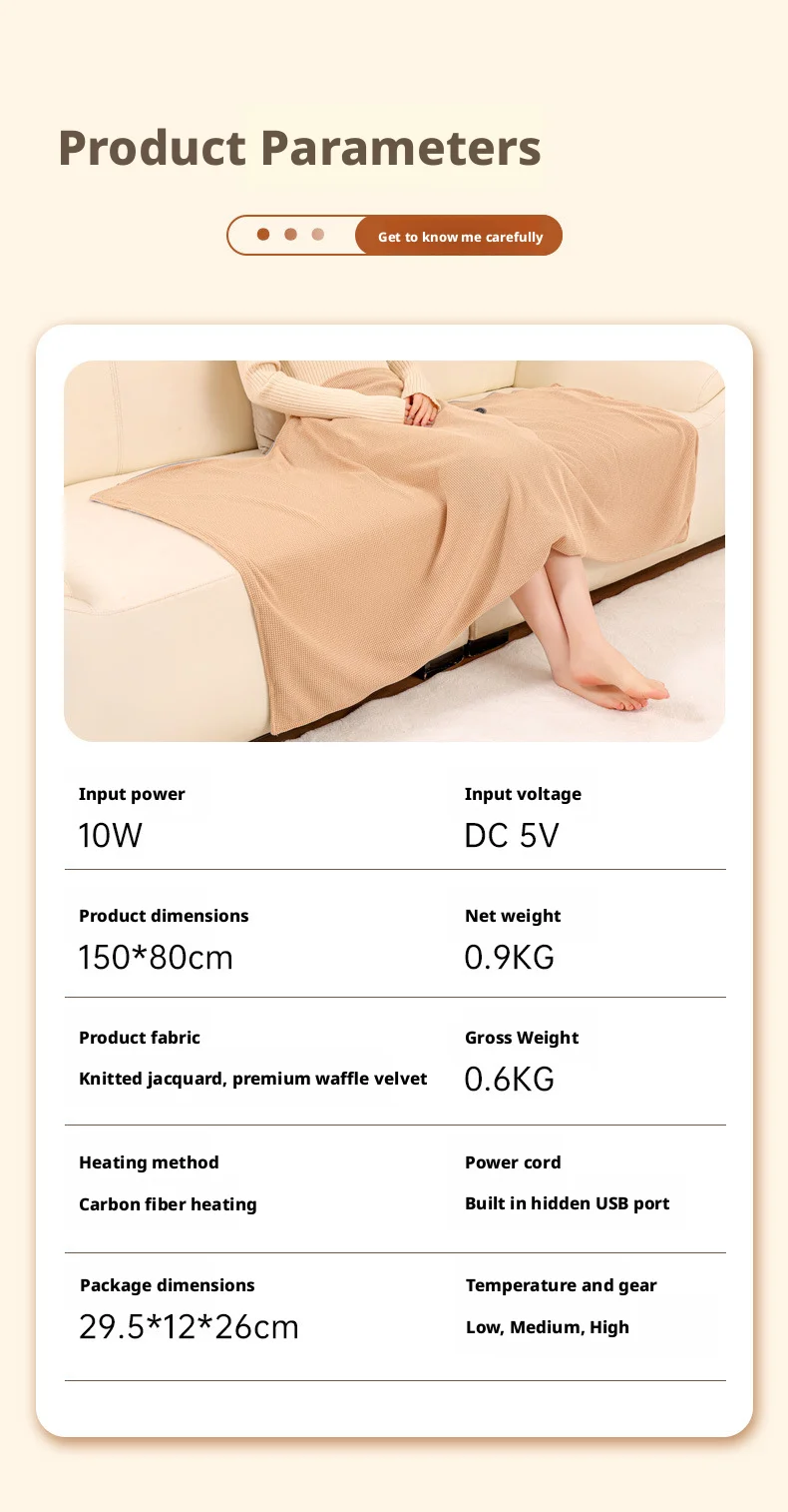 Portable Electric Heating Blanket, USB, DC 5V, Us Plug - detail 16