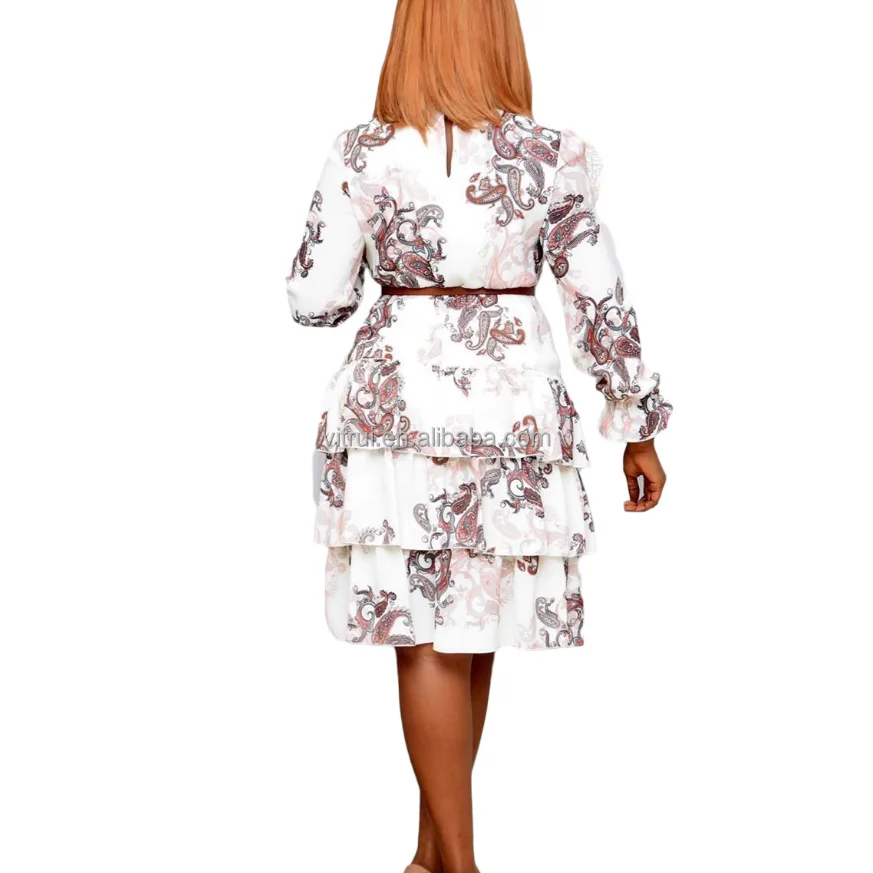 S-3XL African Dress For Women Clothes Africa Print Dashiki Clothing Ankara Plus Size Woman Dress Temperament cake skirt 15%