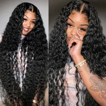 180% Glueless Hd Lace Front 40 Inch Water Wave 13X6 Transparent Wig Cuticle Aligned Virgin Hair 36 Inch Water Wave Lace Wig
