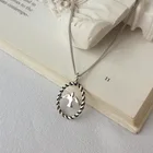 Oval Pendant Oval Oval Shaped S925 Sterling Silver Peace Doves And Garland Pendant Necklace