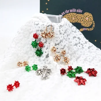 UNIQ AE001 Christmas Earrings for Women Girls, Cute Christmas Tree Gift Bow Dangle Earrings Holiday Party Drop Stud Earrings