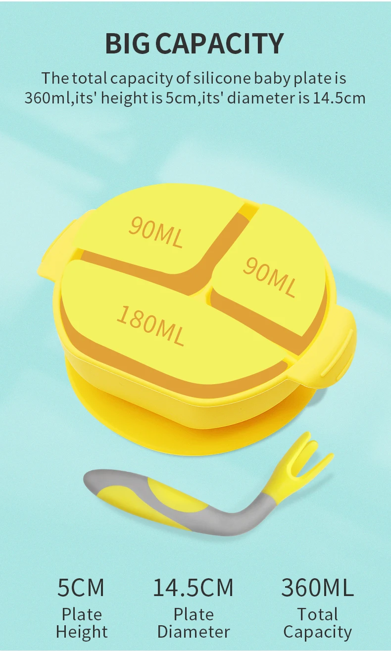 Custom Baby Feeding Bowl Set with Suction Cup Base Food Grade Non-Toxic BPA Free silicone baby bowl  for Toddlers