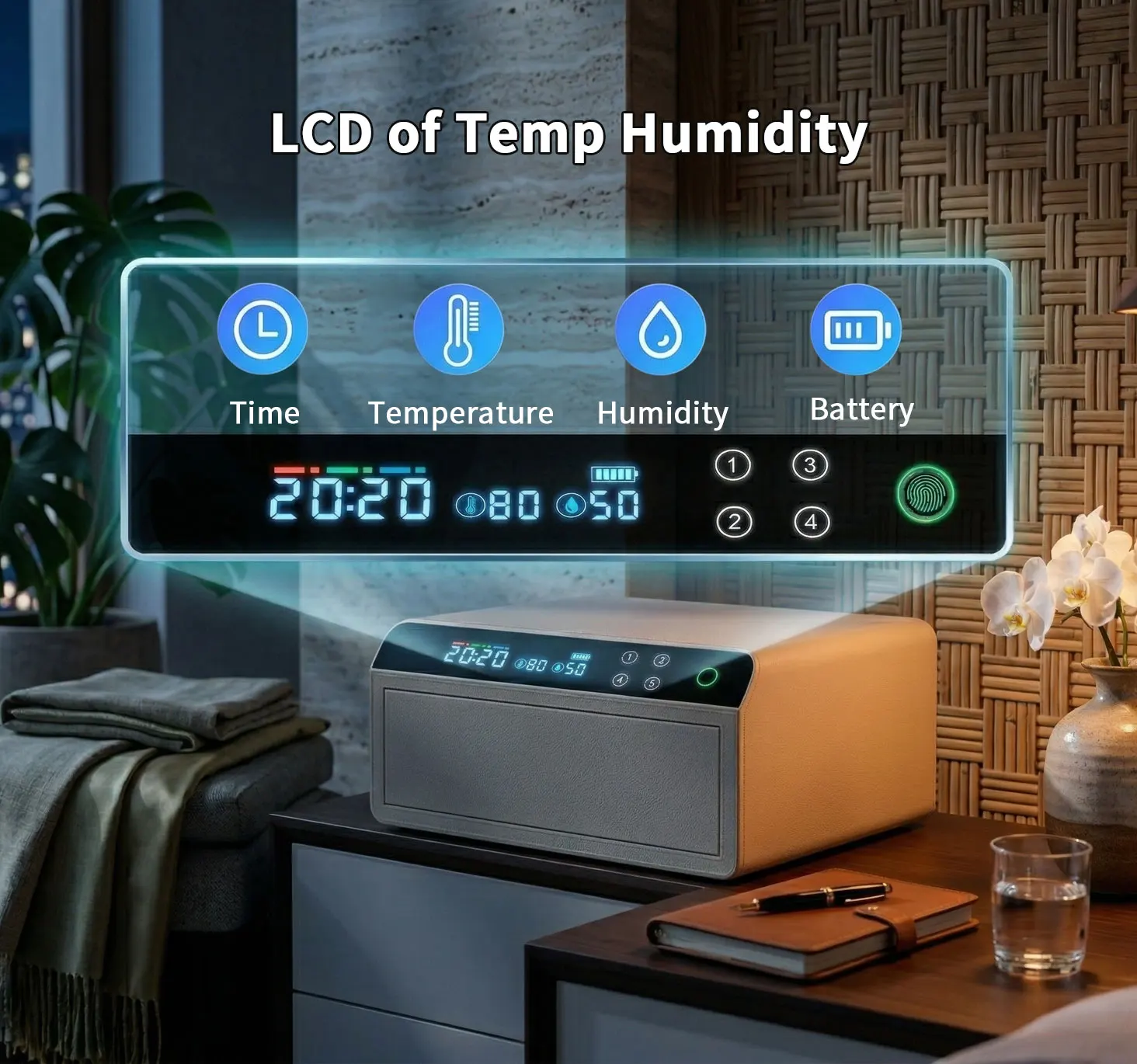 dr 1271 ft ceqsafe smart electronic digital lock use leather bluetooth drawer safe biometric jewelry watch winder home safe box-3