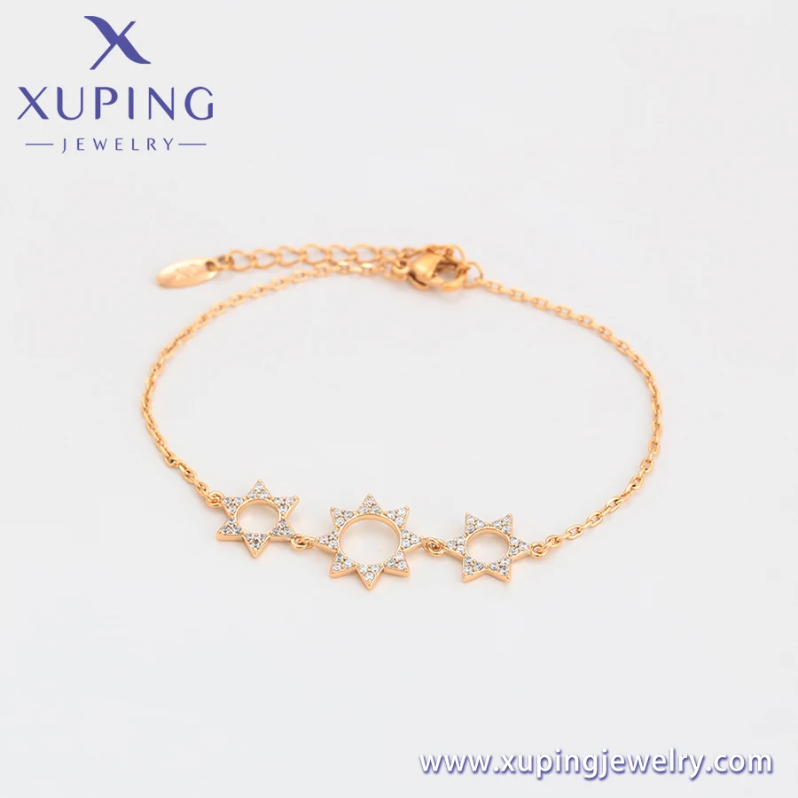 A00734791 xuping jewelry china cute sun shape pendant 18K gold color gold plated Synthetic CZ 3A+ charm bracelet