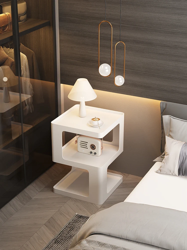 Modern Square White Black Cream Simple Design Side Table Bedroom and Living Room with Storage