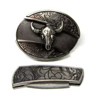 New Style Bull Head Western Belt Buckle With A Knife Belt Buckle Hidden Knife