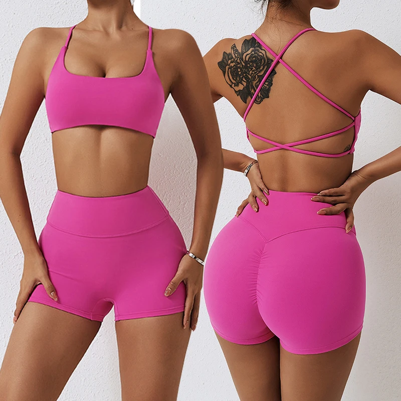 Gym Set Woman Sportswear  Exercise Leggings Fitness Wear Yoga Sets Sports Suits Custom Wholesale OEM Seamless