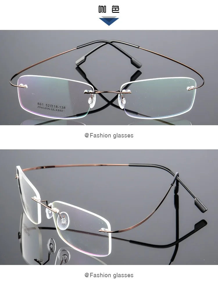 Teenyoun 2024 Prescription Optic Rimless Eye Glasses Titanium Alloy Ultralight Metal Spectacle Frames Optical Eyeglasses 