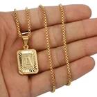 Alphabet Charm A-Z 26 Initials Pendant Letter Necklace For Women Men Gold Square Alphabet Charm Box Link Chain Jewelry