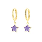 Huggie ROXI Women 925 Sterling Silver Jewelry Gold Plated Moon Star Colourful Enamel Huggie Earrings