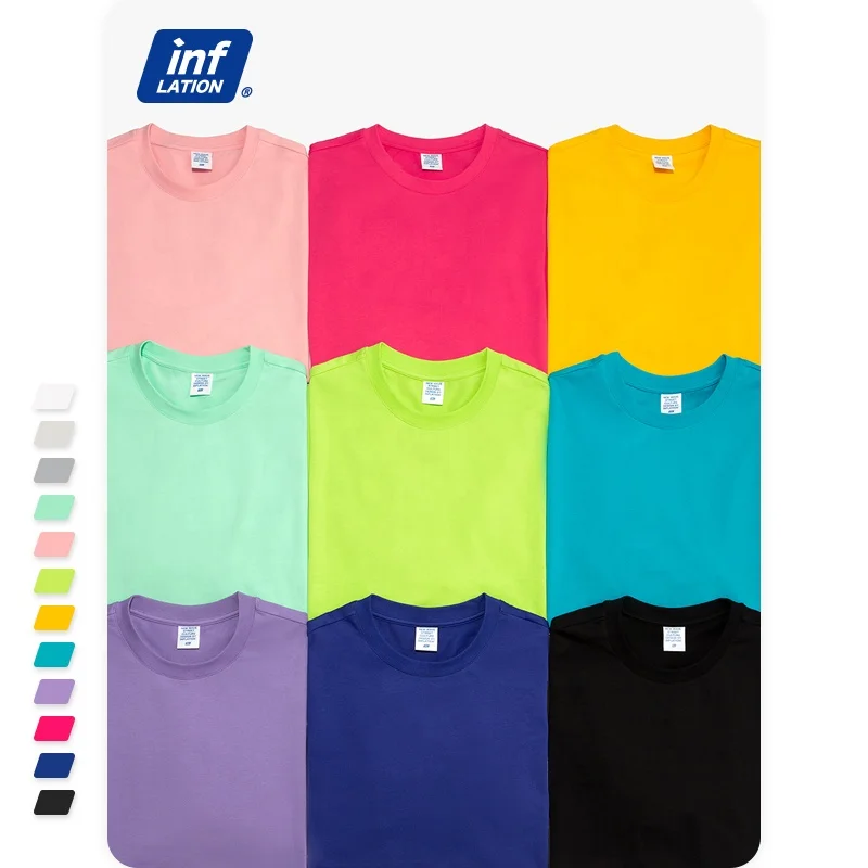 Wholesale Man Blank T-shirts 100% Cotton Fashion Candy Color O-neck  Casual Unisex Couple Tshirt