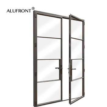 Alufront AS2047 Australia Standard Modern French Style Swing Hinged Door Aluminum Alloy with Finished Surface for Villas