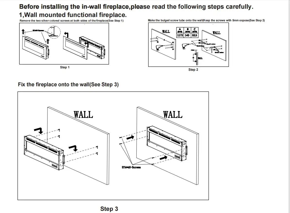 Electric Fireplace, 50-Inch, Wall, 120V - detail 28
