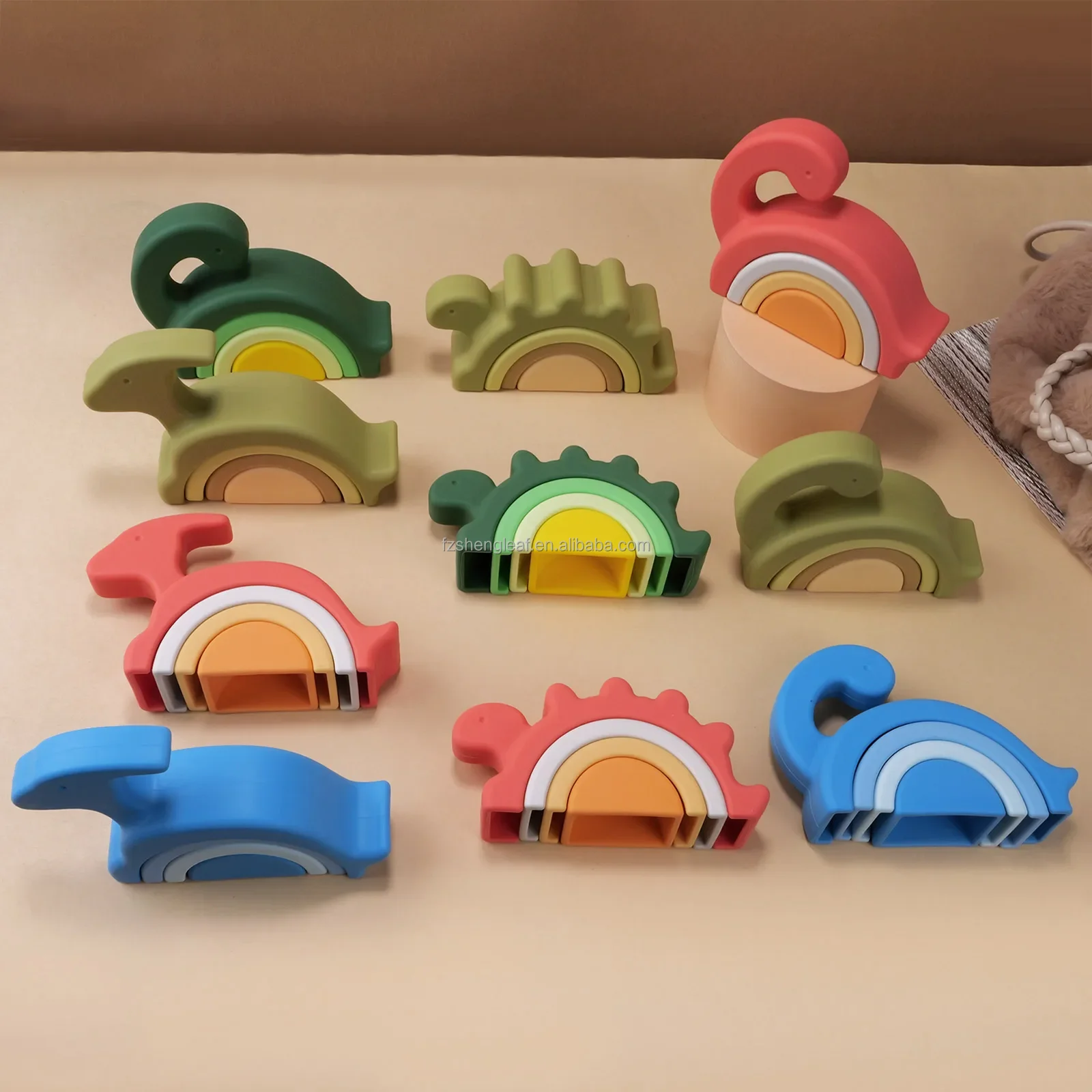 product educational game learning stacking baby dinosaur shape silicone block toy playing for kids 0 24 months  2 4 years-9