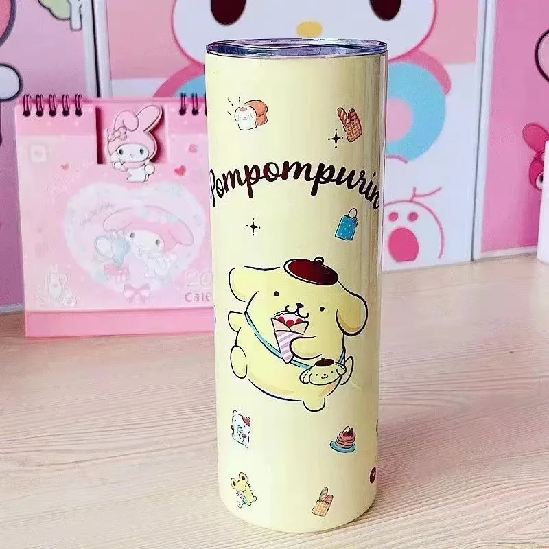 New Cartoon Cute 304 Stainless Steel Skinny Tumbler Portable Hot and Cold Insulated Cute Water Cup with Straw