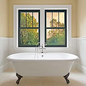 ALUFRONT Manufacturer Double Glazed Aluminium Alloy Double Hung Window with Louver Curtain Germany Hardware 5 Years Warranty