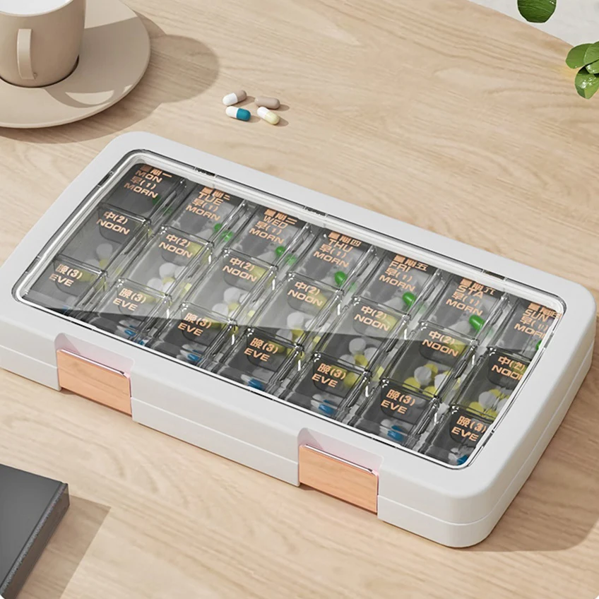 Jinmao Factory Detachable Medicine Case 21 Grid Travel Pill Box Medical Storage Container Organizer Green