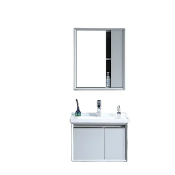 Hotel Apartment Bathroom Furniture  European Modern Vanity Bathroom Single Sink Mirror Cabinet with Basin Set