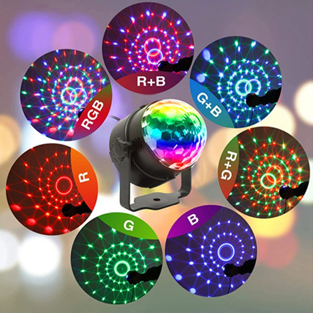 15 Color Small Magic Ball Stage Light LED Remote Control Mini RGB Party Boundi Flash Seven Color Rotating Projection Light