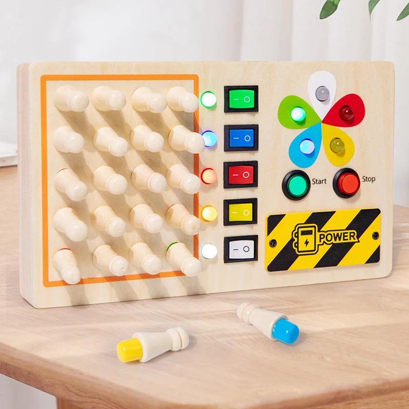 Jeu d'échecs à mémoire éducative pour enfants, haute qualité, Montessori, lumière LED en bois, planche occupée, jouets de voyage sensoriels pour tout-petits, usine