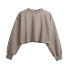 Wholesale Soft Streetwear Custom Crewneck Cropped Pullover Sweatshirt For Womens