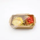 Biodegradable Food Paper Tray With Lid Biodegradable Kraft Food Container Water Proof Paper Tray With Plastic Lid