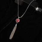 Jade Necklace 2021 Fashion Transfer Beaded Tassel Sweater Chain Ladies Jade Long Necklace