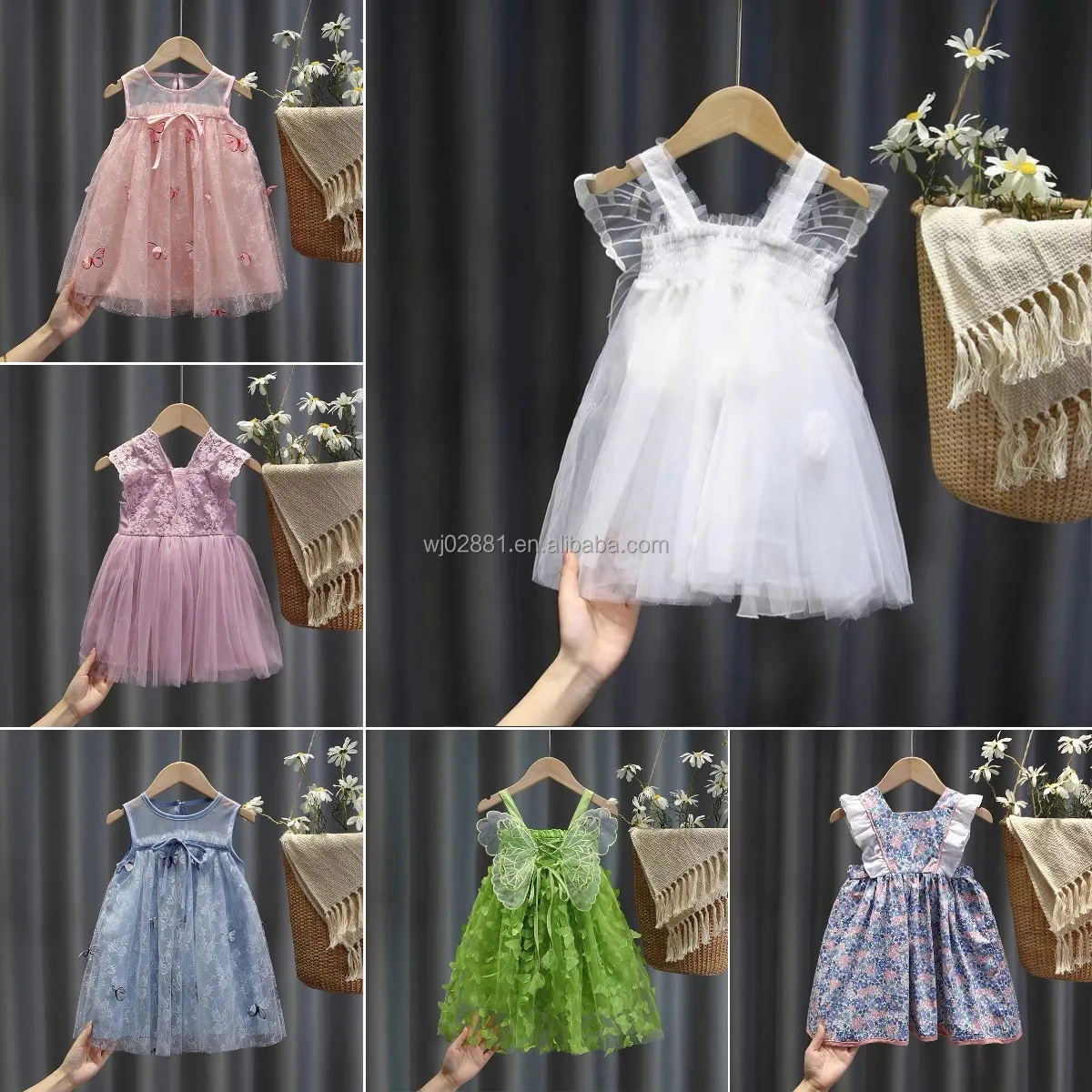 2023Summer Baby Cheap Pink Children's Lace Elegant Robe New Girls' Dress