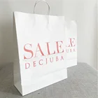 Bag Flat Bottom 1 Color Shopping With Logo Print Printed White Kraft Paper Shopping Bag