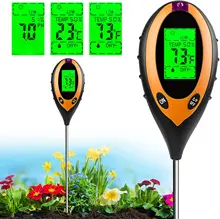 New 4 in 1 Digital PH Meter Soil Moisture Monitor Temperature Sunlight Tester for Gardening Plants Farming With LCD Displayer