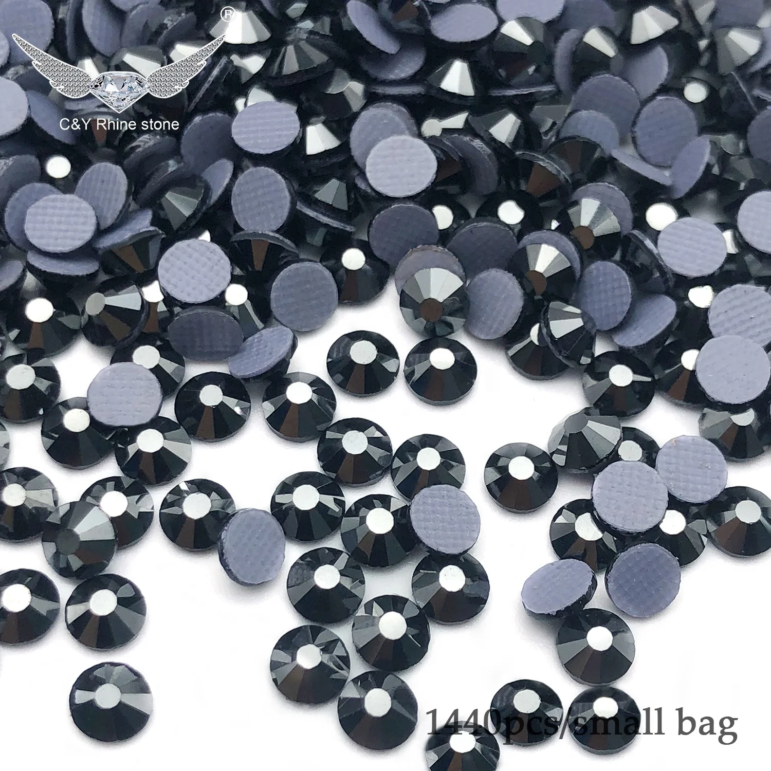 1000 Pieces Hot Fix Glass Flatback Rhinestones HotFix Round Crystal Gems Jet Black, SS20 