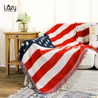 American Amazon Hot Sale American Flag Pattern Custom Design Home Picnic Yarn Dye Jacquard Woven Blanket