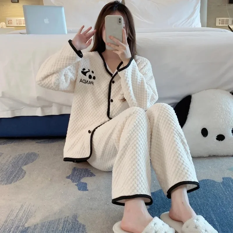 Chic Women's Fuzzy Pajama Sets 2 Piece Pjs Cozy Fleece Oversized Pullover Pants Sets Loungewear