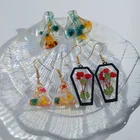 Flower Resin Earrings Flowerresin Trendy Bohemian Dried Flower Resin Acrylic Women Jewelry Mix Style Earrings