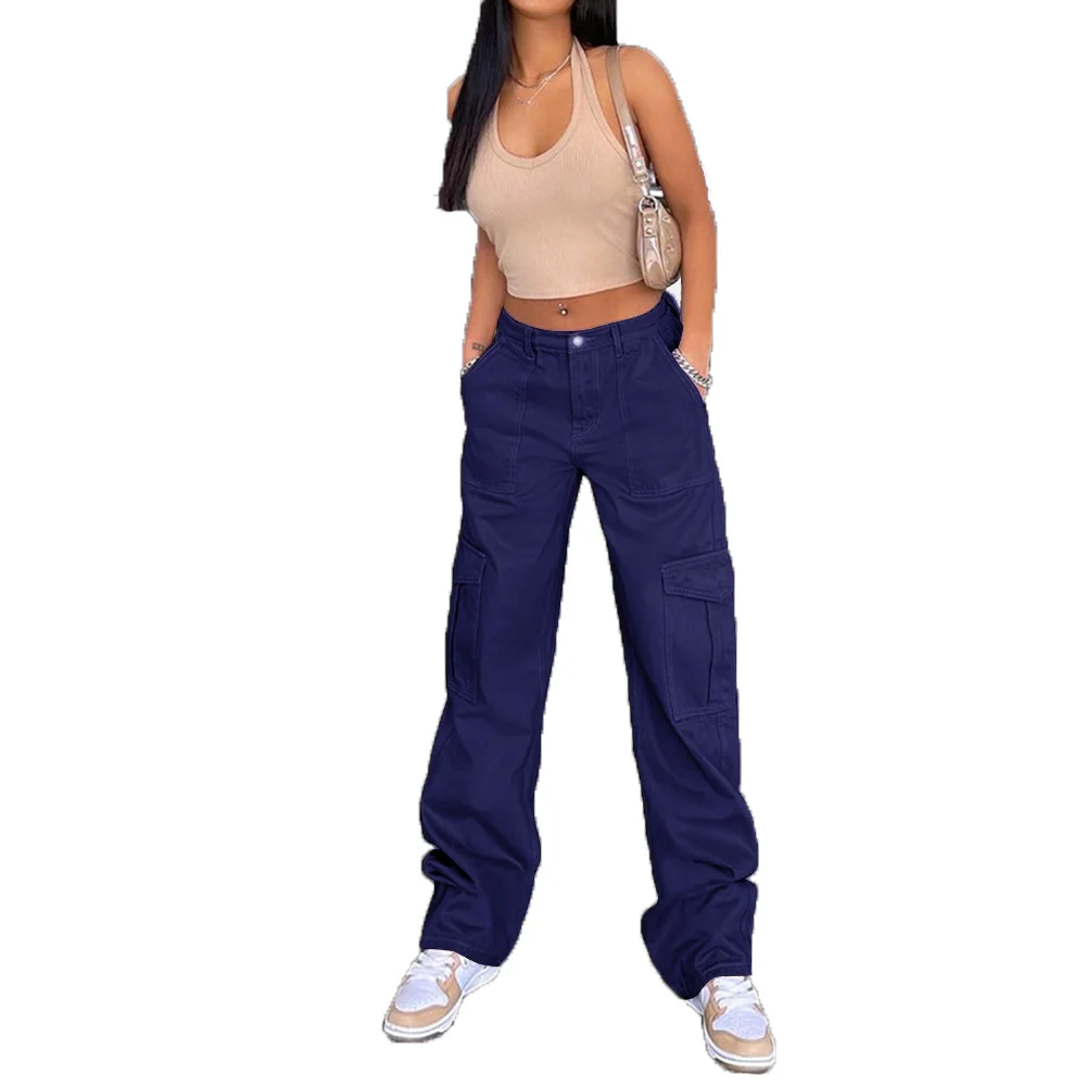 Low Waist Khaki Denim Jeans Women Fashion Trendy Sexy Feature Pocket Cargo Pants details